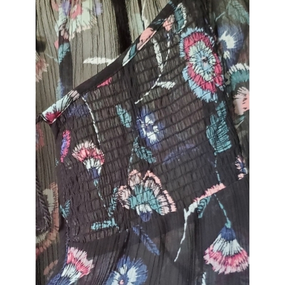 Maurices Black Semi Sheer Floral Popover Blouse - Picture 6 of 13